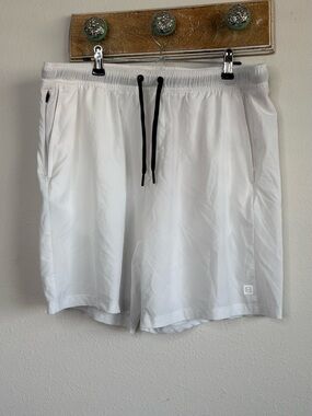 Layer 8 White Athletic Shorts with Black Drawcord